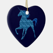 Blaues Feuer Einhorn Herzdekoration Keramik Ornament (Rechts)