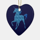 Blaues Feuer Einhorn Herzdekoration Keramik Ornament (Links)