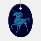 Blaues Feuer Einhorn Keramik Ornament (Hinten)