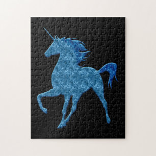 Blaues Feuer-Einhorn-Puzzle Puzzle