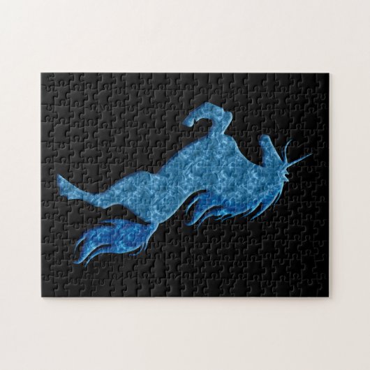 Blaues Feuer-Einhorn-Puzzle Puzzle (Horizontal)