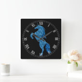 Blaues Feuer Einhorn Römische Uhr (Zuhause)