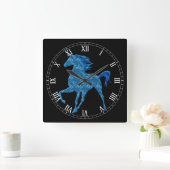 Blaues Feuer Einhorn Römische Uhr (Zuhause)