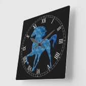 Blaues Feuer Einhorn Römische Uhr (Winkel)