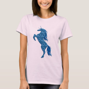 Blaues Feuer-Einhorn-Shirt T-Shirt