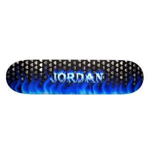 Blaues Feuer Jordanien-Skateboards und Skateboard