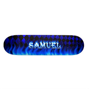 Blaues Feuer Samuel-Skateboards und Flammenentwurf Skateboard