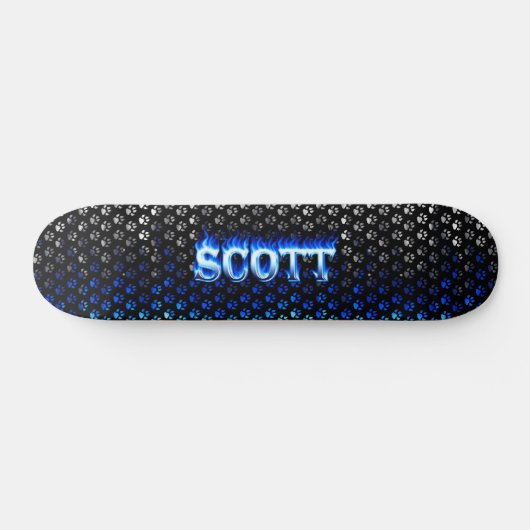 Blaues Feuer Scott-Skateboards und Flammenentwurf Skateboard (Horizontal)