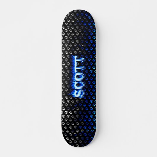 Blaues Feuer Scott-Skateboards und Flammenentwurf Skateboard (Vorne)