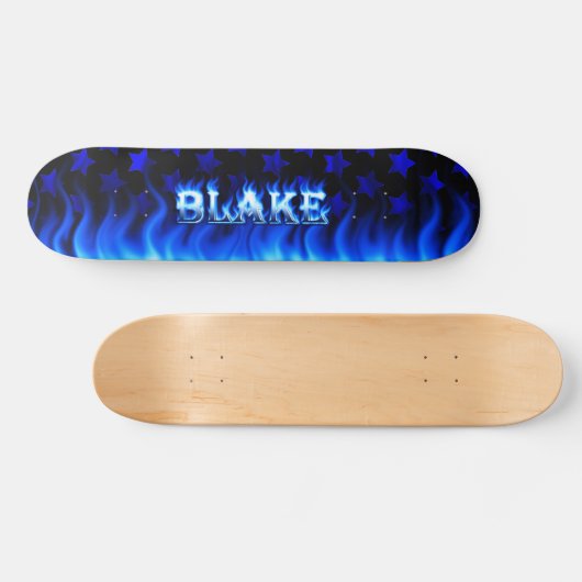 Blaues Feuer Skatersollie Skateboard. Skateboard (Horizontal)