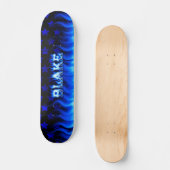 Blaues Feuer Skatersollie Skateboard. Skateboard (Vorderseite)
