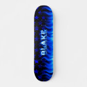 Blaues Feuer Skatersollie Skateboard. Skateboard (Vorne)