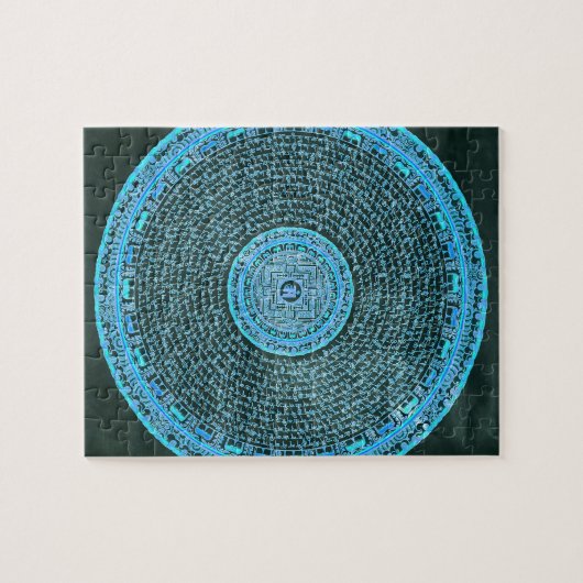 Blaues Feuer-tibetanische Mandala-Kunst (Türkis u. Puzzle (Horizontal)