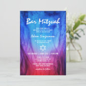 Blaues Feuer und Eis | Star von David Bar Mitzvah Einladung (Stehend Vorderseite)