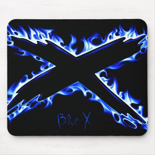 BLAUES FEUER X, blaues X Mousepad (Vorne)