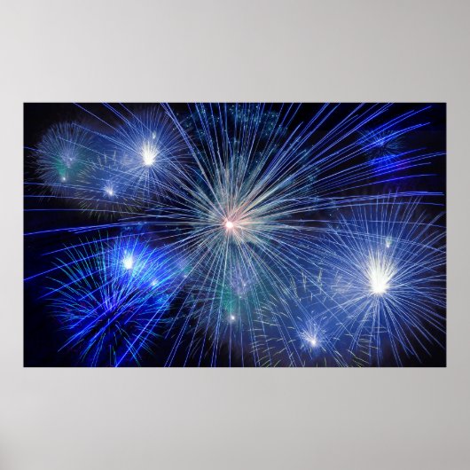 blaues Feuerwerk-Poster Poster (Vorne)
