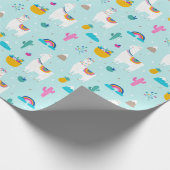 Blaues Fiesta-Lama Geschenkpapier (Ecke)