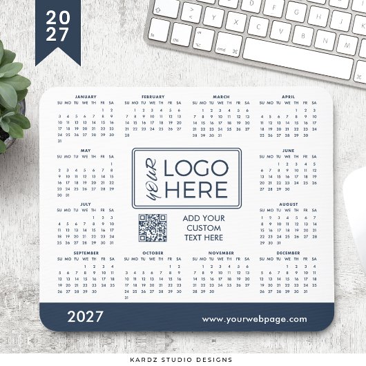 Blaues Firmenlogo 2027 Kalender Mauspad