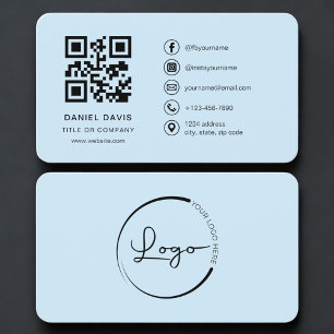 Blaues Firmenlogo QR-Code Professional Visitenkarte