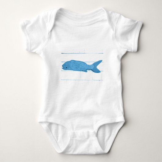 Blaues Fisch Baby Strampler (Vorderseite)