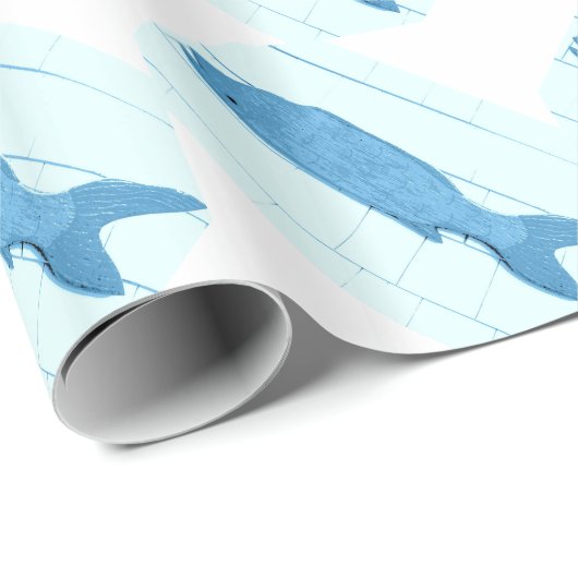 Blaues Fisch-Diagonallogo Geschenkpapier (Rolleneckpunkt)