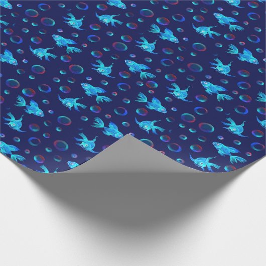Blaues Fisch Geschenkpapier (Ecke)