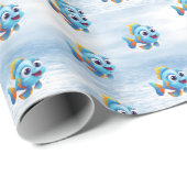 Blaues Fisch Geschenkpapier (Rolleneckpunkt)