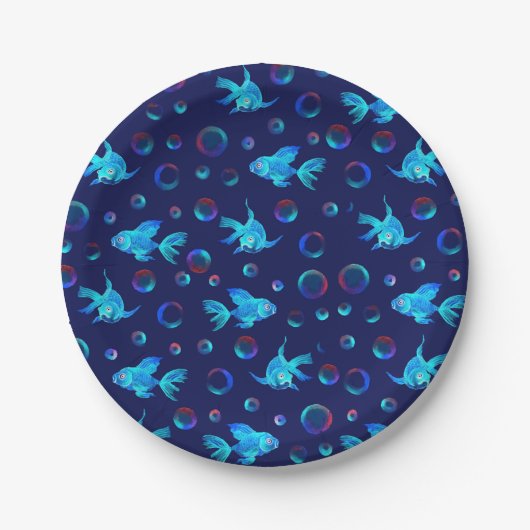 Blaues Fisch Pappteller (Vorderseite)