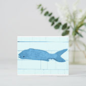 Blaues Fisch Postkarte (Stehend Vorderseite)