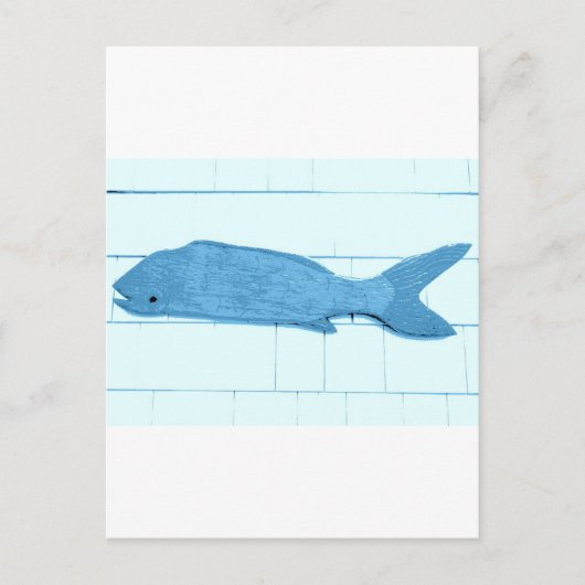 Blaues Fisch Postkarte (Vorderseite)
