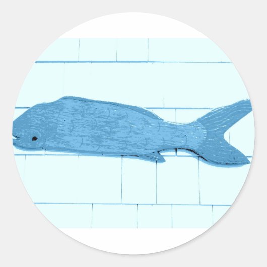 Blaues Fisch Runder Aufkleber (Vorderseite)