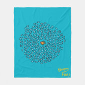 Blaues Fisch-Schulmuster mit kleinen orange Fleecedecke (Vorderseite)