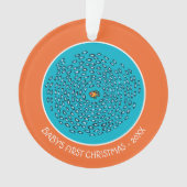 Blaues Fisch-Schulmuster mit kleinen orange Ornament (Vorderseite)