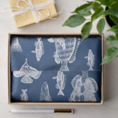 Blaues Fischen Seidenpapier (Geschenk)
