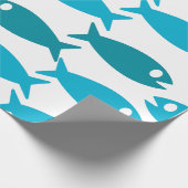 Blaues Fischentwurfs-Packpapier Geschenkpapier (Ecke)