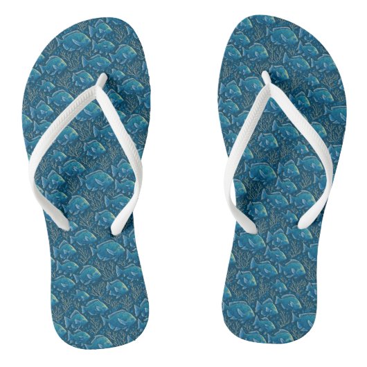 Blaues Fischmuster Badesandalen (Fußbett)