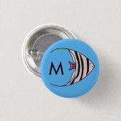 Blaues Fischmuster Button (Vorne & Hinten)