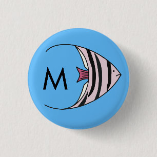 Blaues Fischmuster Button