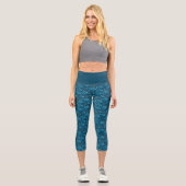 Blaues Fischmuster Capri Leggings (Vorderseite)