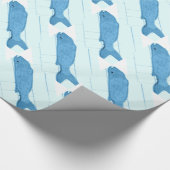 Blaues Fischmuster Geschenkpapier (Ecke)