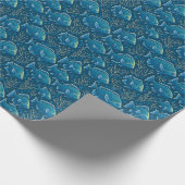 Blaues Fischmuster Geschenkpapier (Ecke)