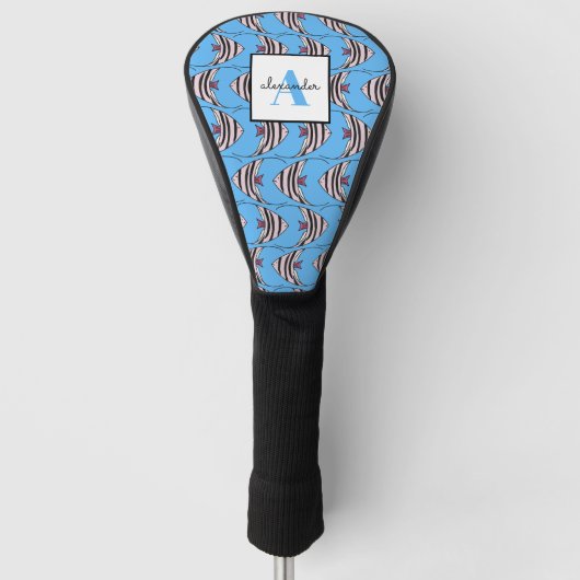 Blaues Fischmuster Golf Headcover (Vorderseite)
