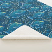 Blaues Fischmuster Sherpadecke (3/4)
