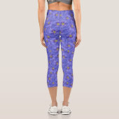 Blaues Flachs Nahtloses Muster Capri Leggings (Rückseite)