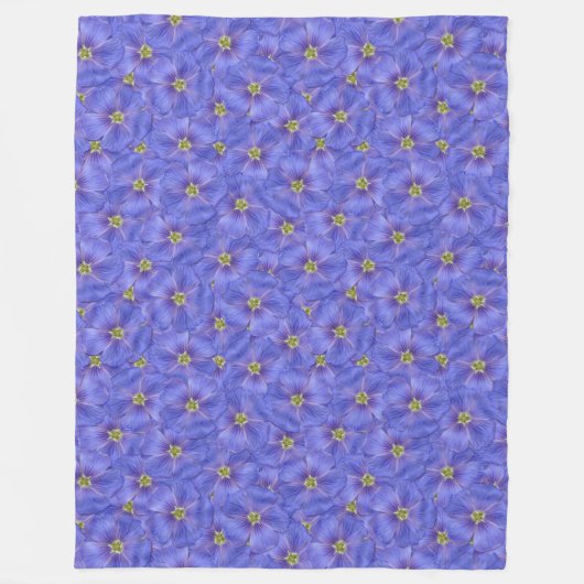 Blaues Flachs Nahtloses Muster Fleecedecke (Vorderseite)