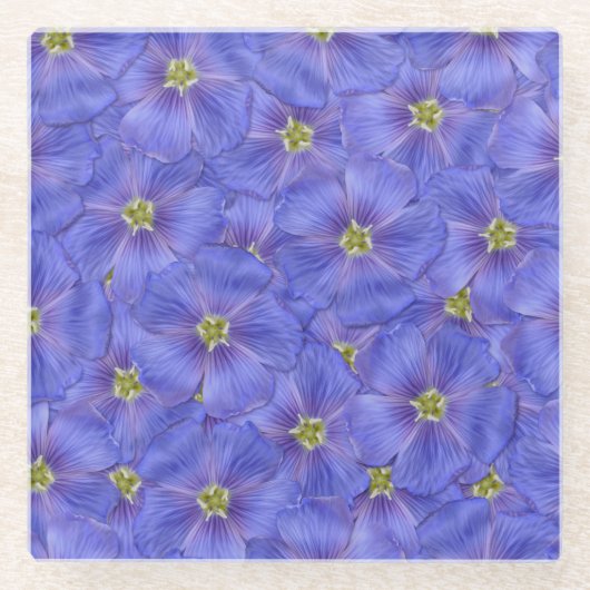 Blaues Flachs Nahtloses Muster Glasuntersetzer (Vorderseite)