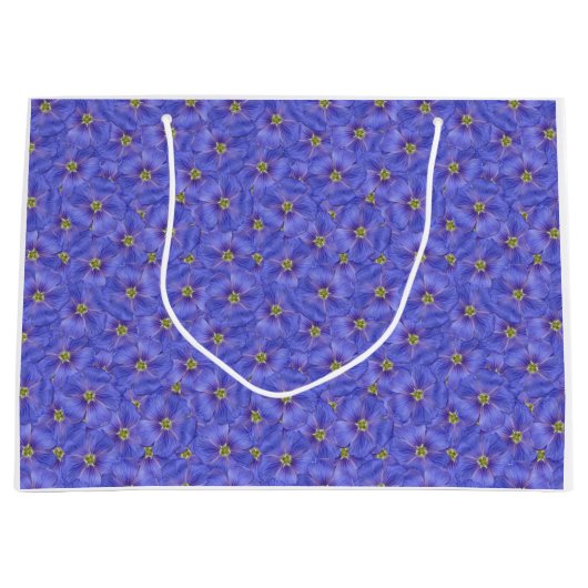 Blaues Flachs Nahtloses Muster Große Geschenktüte (Vorderseite)