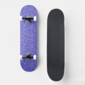 Blaues Flachs Nahtloses Muster Skateboard (Vorderseite)