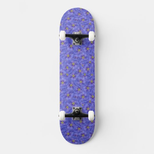 Blaues Flachs Nahtloses Muster Skateboard (Vorderseite)