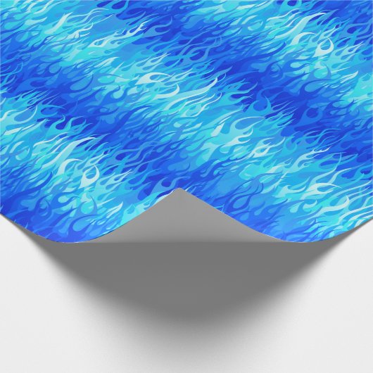 Blaues Flammenmuster - Frisierte Auto Geschenkpapier (Ecke)